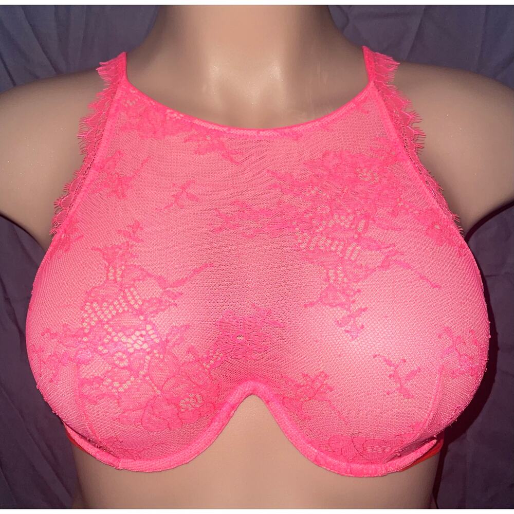 36C HOT PINK LACE VICTORIA'S SECRET CAMI BRA
